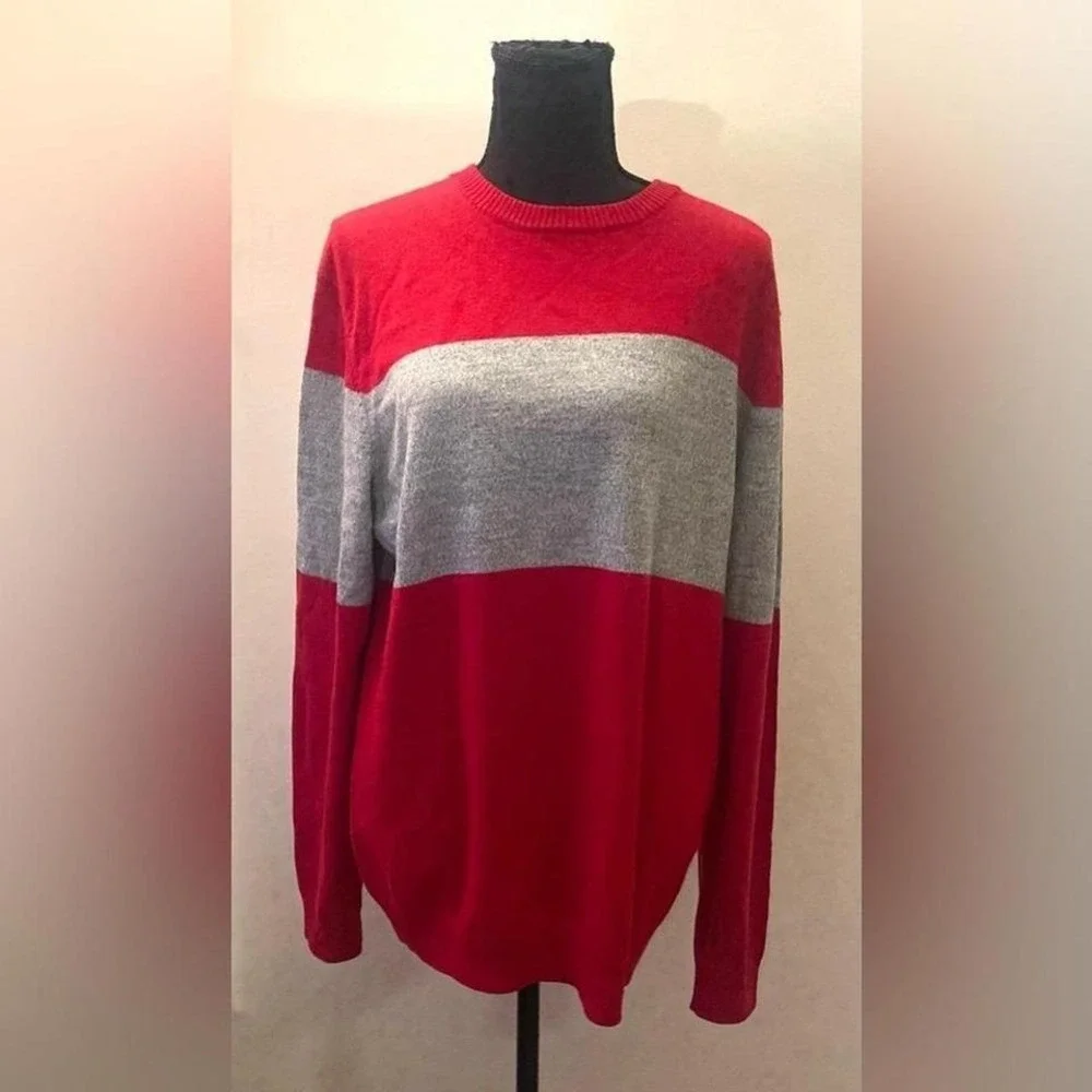Calvin Klein- Red and Gray Men's Sweater‎ Size XL